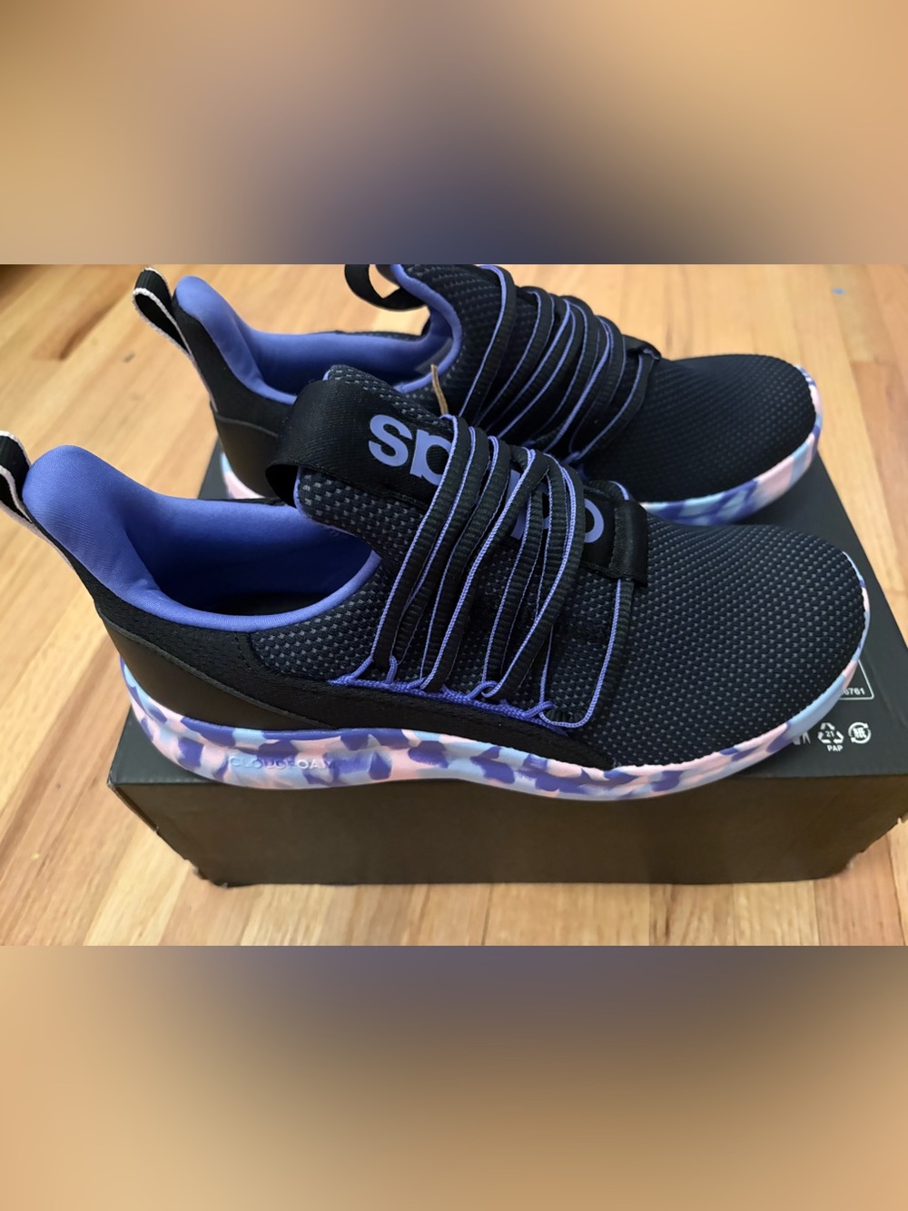 adidas Kids Girl Black and Purple Athletic Sneakers - Comfort Lace Fit